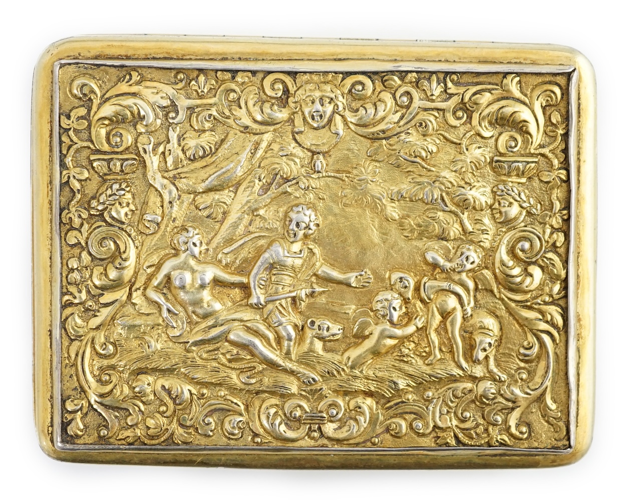 A George III silver gilt rectangular snuff box, by William Parker